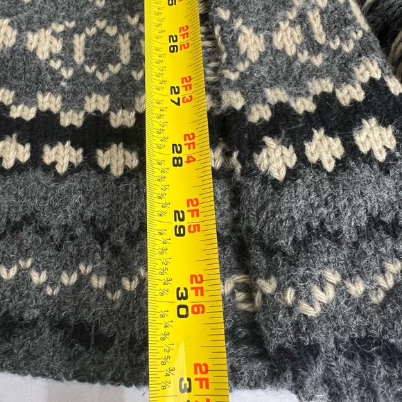 Charter Club wool blend S long line open front cardigan fair isle cream gray - Picture 5 of 8